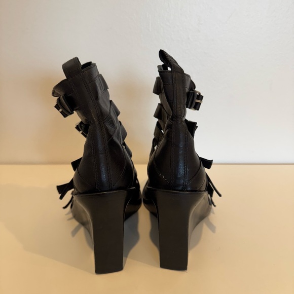 Ann Demeulemeester - Black Gladiator Wedge Boots - Picture 4 of 7